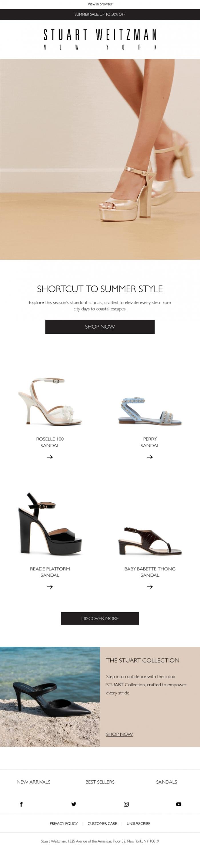 Email Design Inspiration from Stuart Weitzman Europe, New Sandals on Everyone's Radar