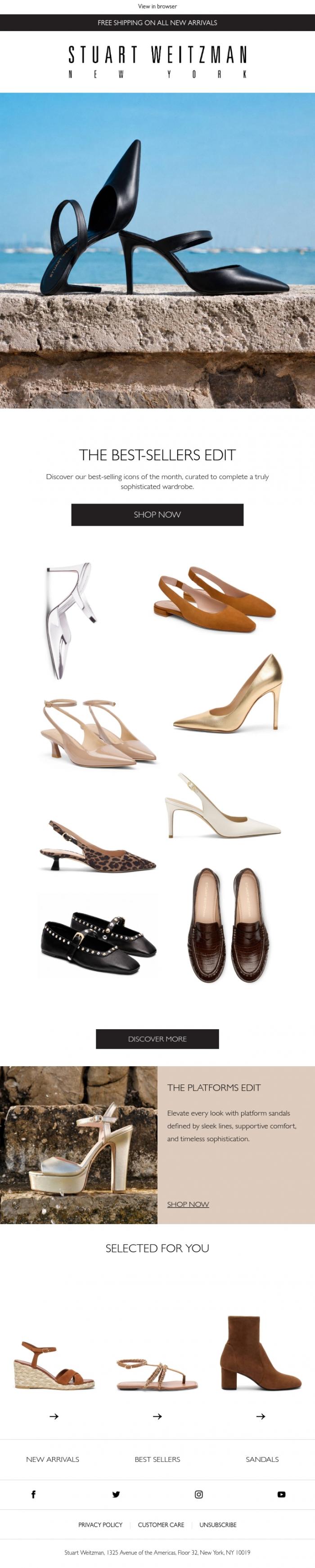 Email Design Inspiration from Stuart Weitzman Europe, The Most Beloved Styles of the Month