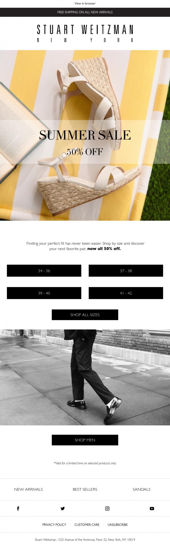 Email Design Inspiration from Stuart Weitzman Europe, Don't Miss Out: Sale Now 50% Off