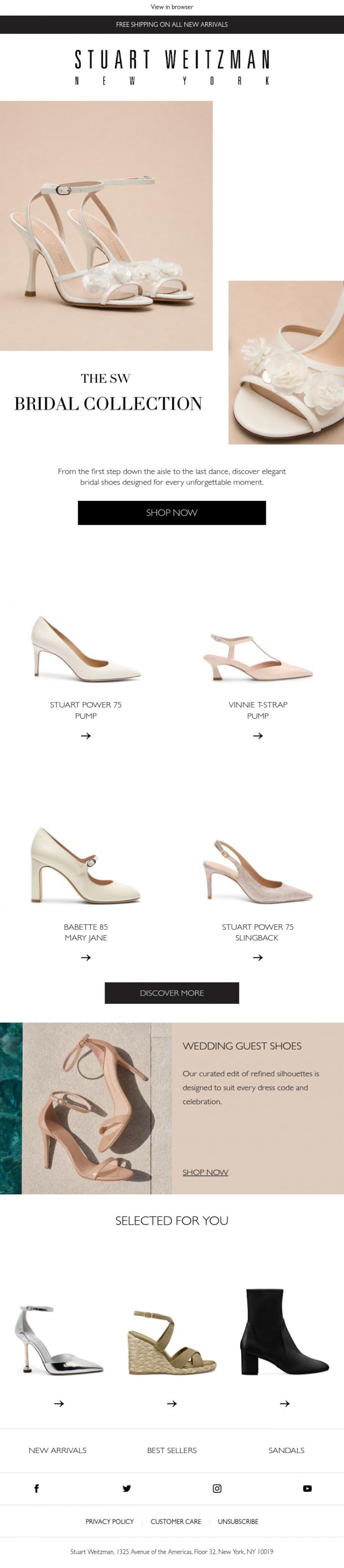 Email Design Inspiration from Stuart Weitzman Europe, Bridal shoes designed to shine all day