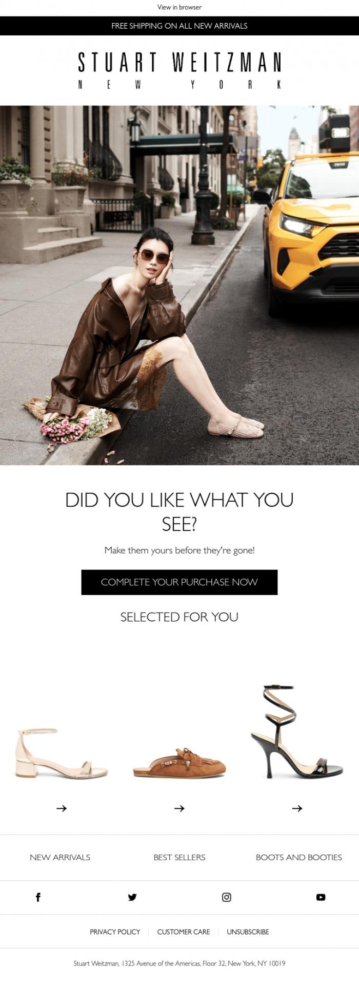 Email Design Inspiration from Stuart Weitzman Europe, We saw you were checking these out