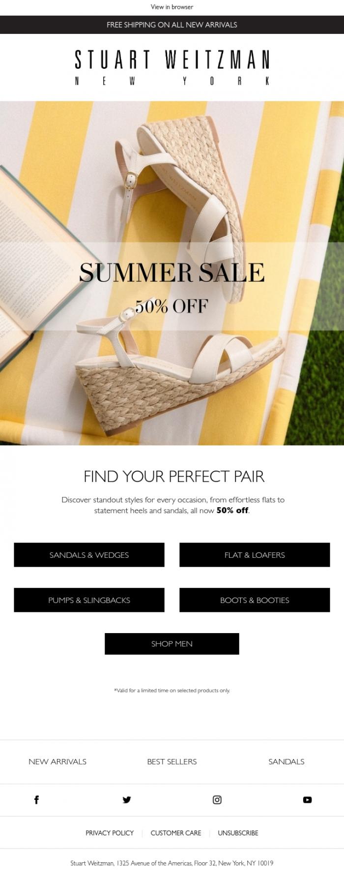 Email Design Inspiration from Stuart Weitzman Europe, Coveted Styles, Now 50% Off