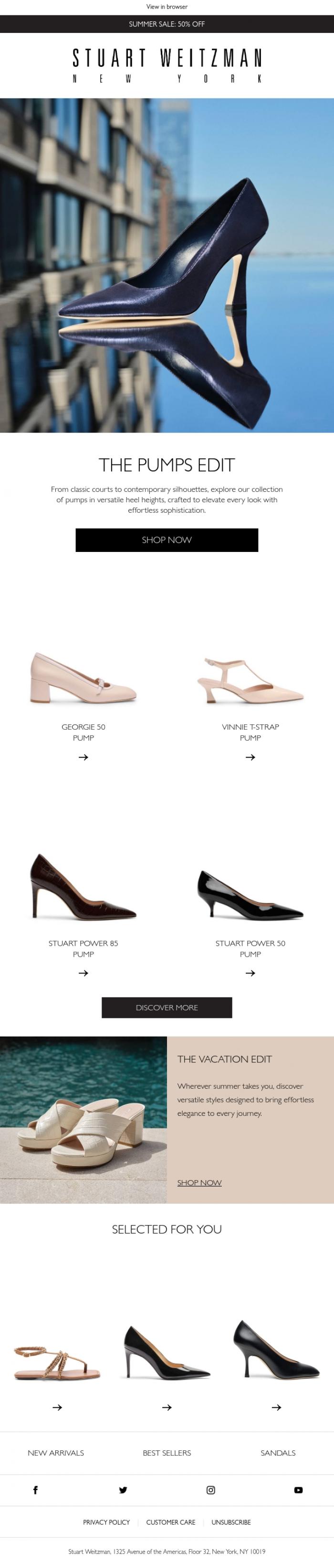 Email Design Inspiration from Stuart Weitzman Europe, The Perfect Pump for Every Occasion