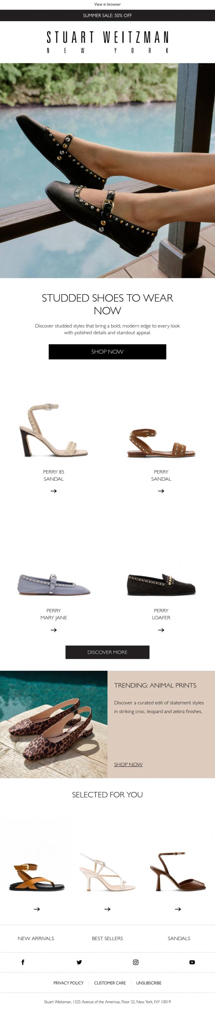 Email Design Inspiration from Stuart Weitzman Europe, Studded Shoes to Wear Now