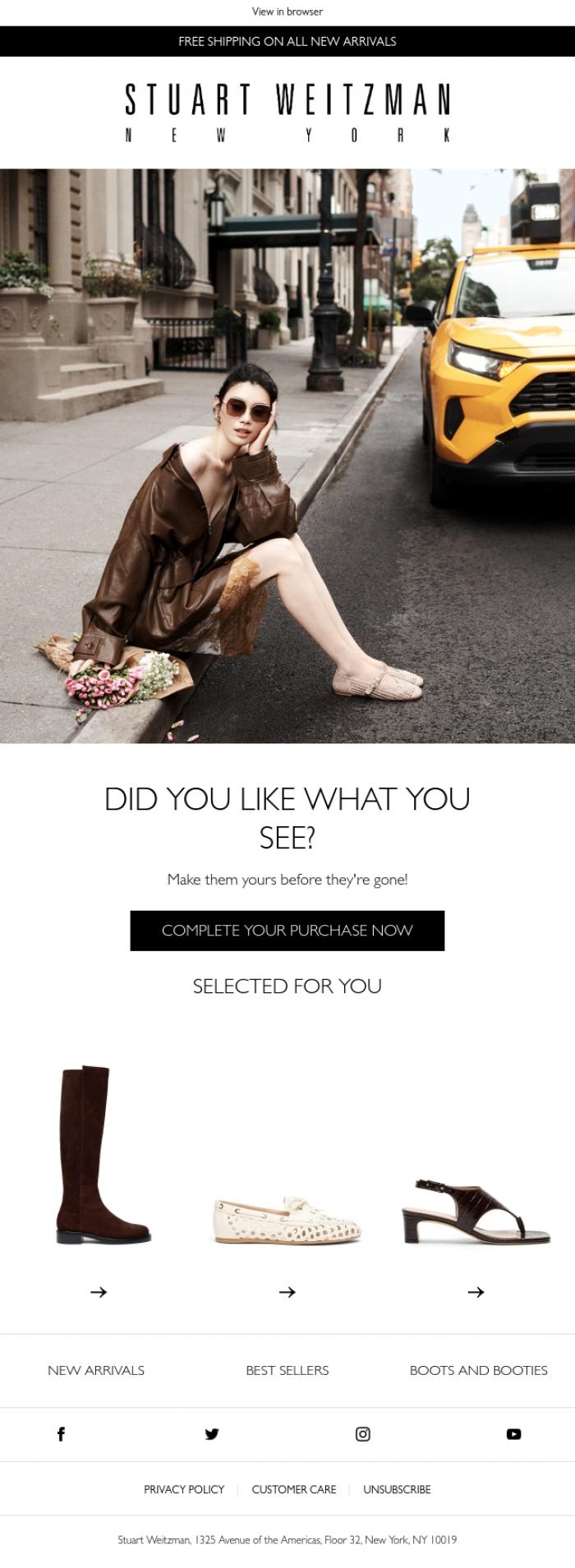Email Design Inspiration from Stuart Weitzman Europe, We saw you were checking these out
