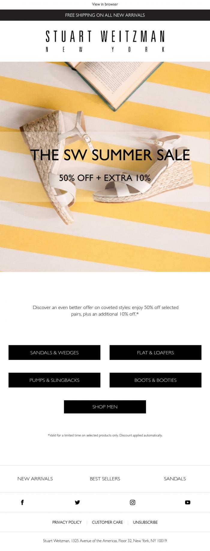 Email Design Inspiration from Stuart Weitzman Europe, Don't Miss Out: Slae 50% Off + Extra 10%