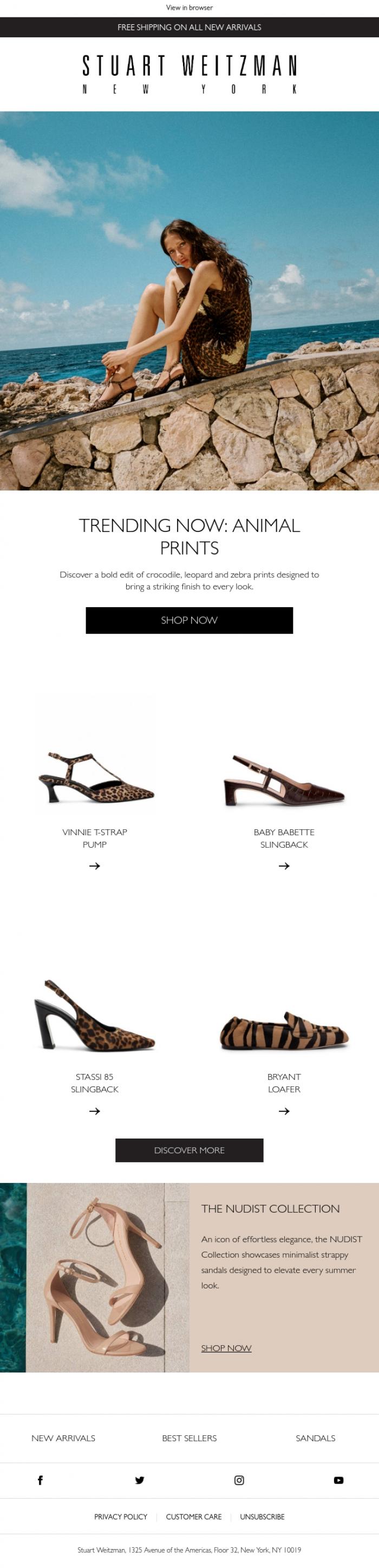 Email Design Inspiration from Stuart Weitzman Europe, Trending Now: Animal Prints