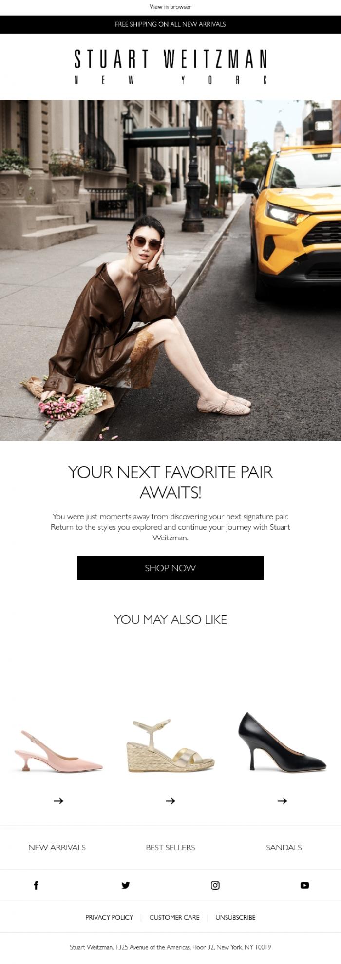 Email Design Inspiration from Stuart Weitzman Europe, We saw you were checking us out