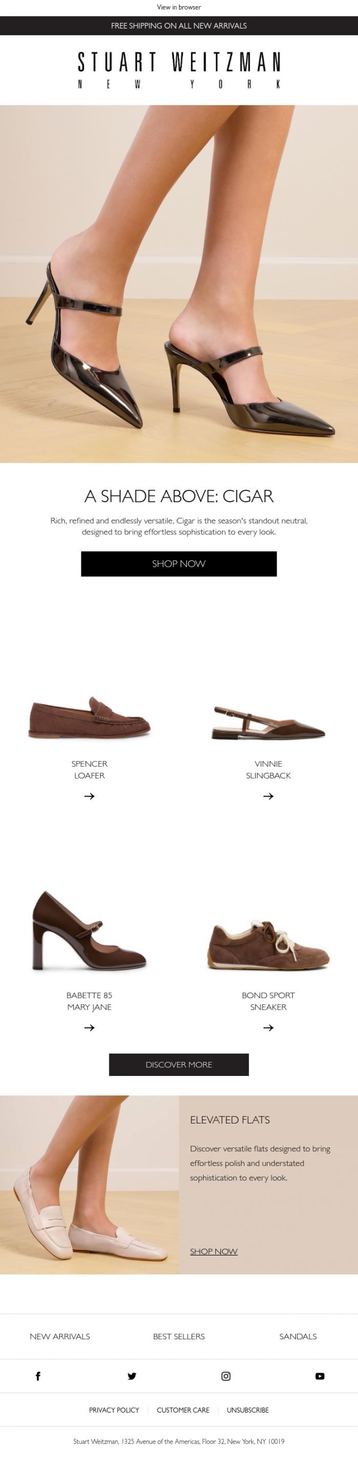 Email Design Inspiration from Stuart Weitzman Europe, Cigar: The Color To Wear Now