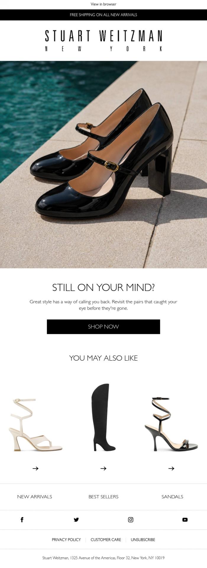 Email Design Inspiration from Stuart Weitzman Europe, Trust your first instinct