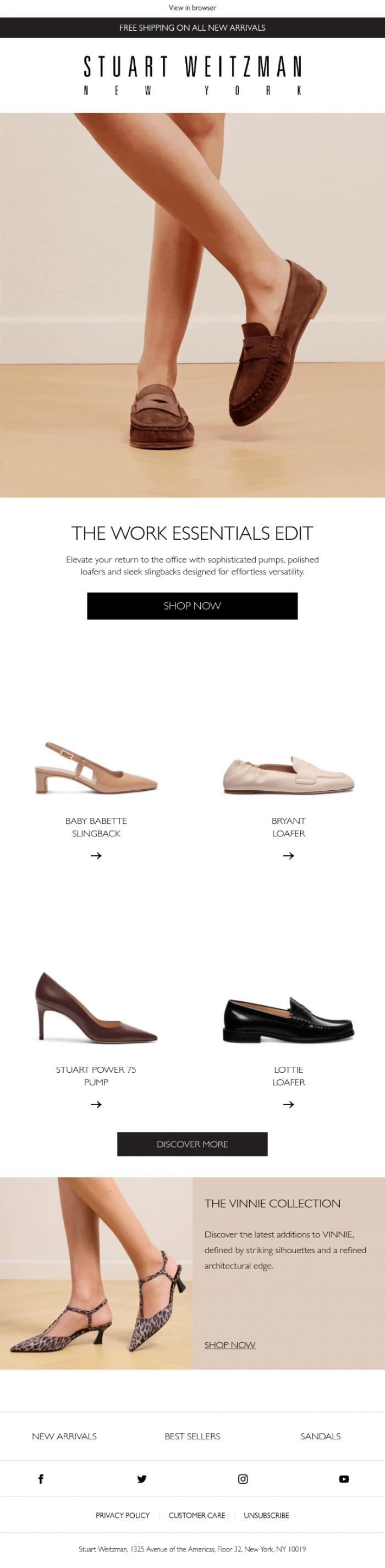 Email Design Inspiration from Stuart Weitzman Europe, The New Workday Dress Code