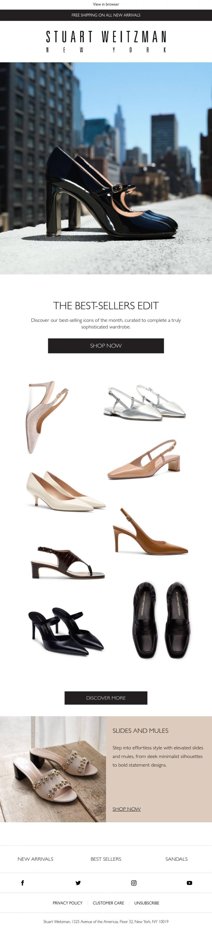 Email Design Inspiration from Stuart Weitzman Europe, The Most Beloved Styles of the Month