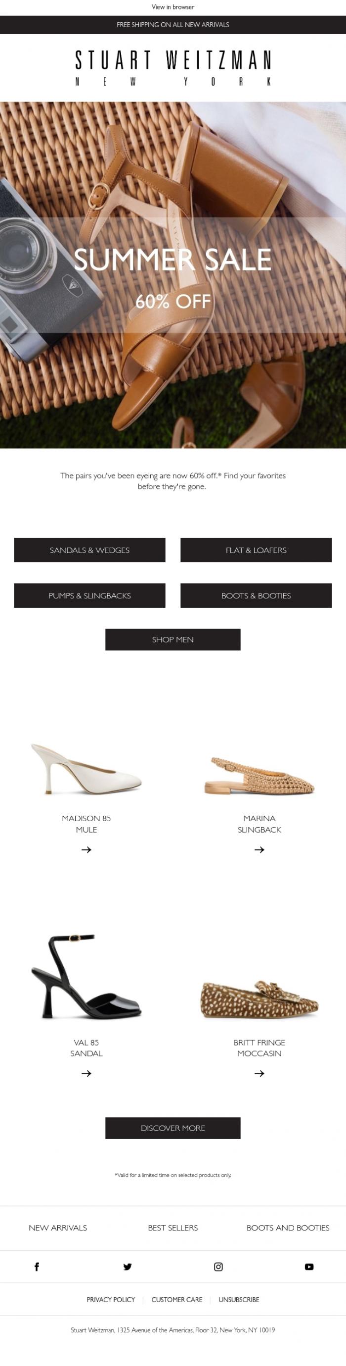 Email Design Inspiration from Stuart Weitzman Europe, Don't Miss 60% Off Coveted Styles 