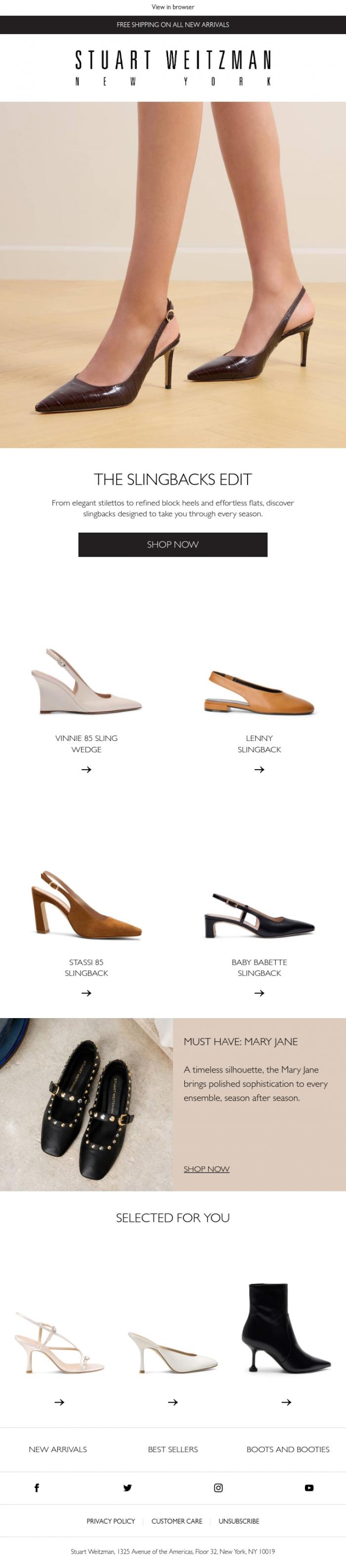 Email Design Inspiration from Stuart Weitzman Europe, Slingbacks for Every Season