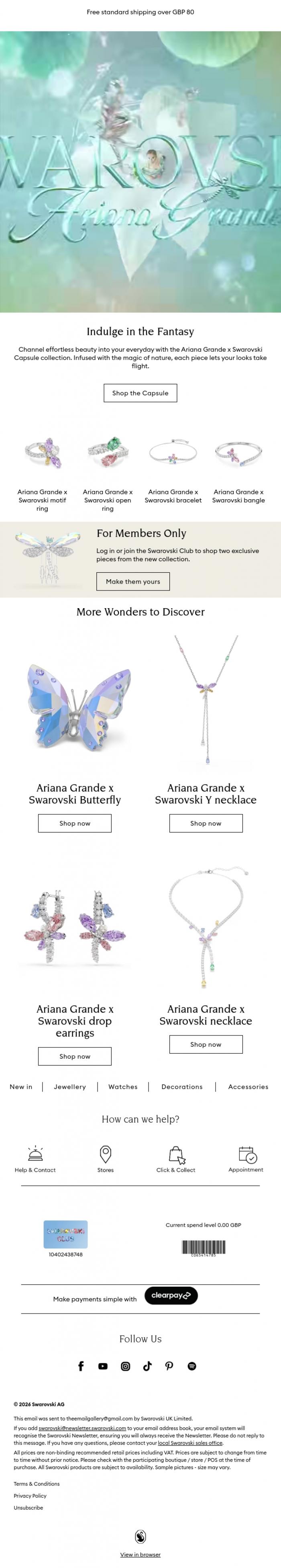 Email Design Inspiration from Swarovski, Enter the fantasy garden