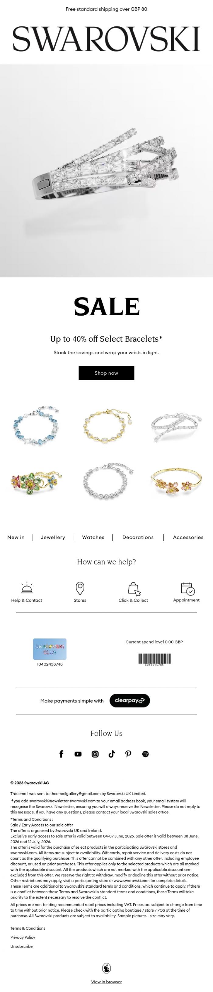 Email Design Inspiration from Swarovski, Best of bracelets: mix, match and save
