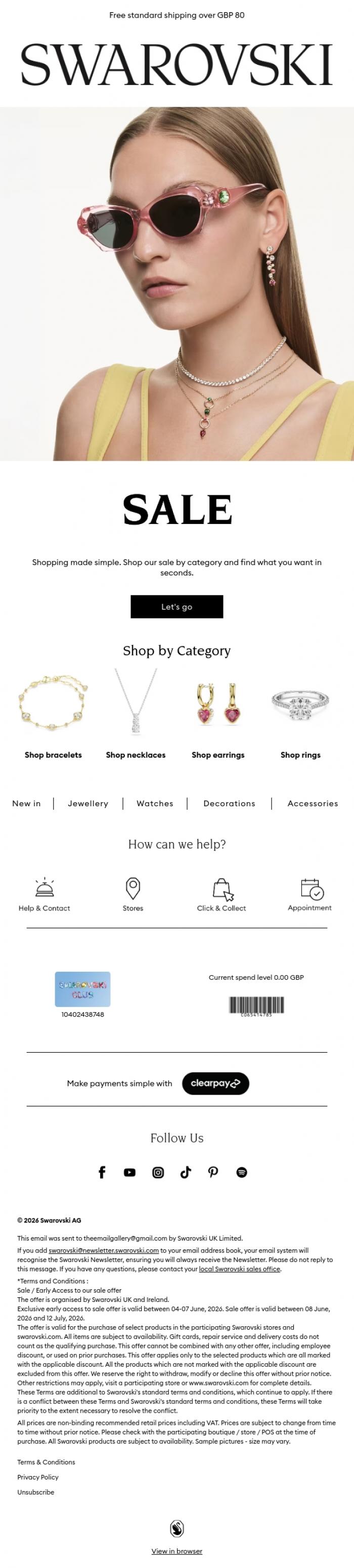 Email Design Inspiration from Swarovski, Did someone say sale?
