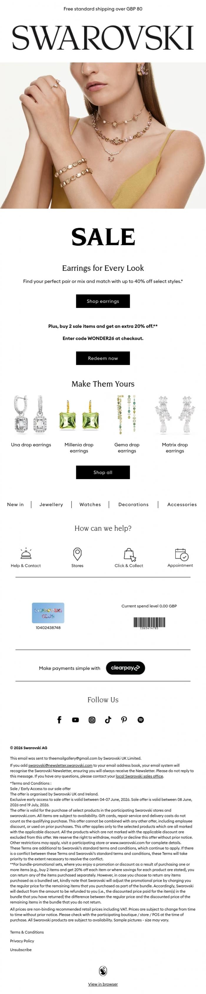 Email Design Inspiration from Swarovski, Essential earrings for less