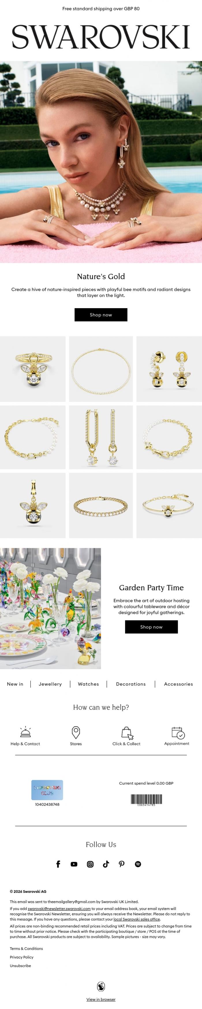 Email Design Inspiration from Swarovski, Sweet as honey