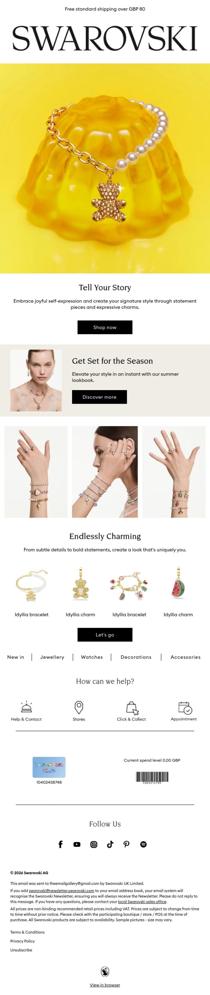 Email Design Inspiration from Swarovski, Start your bracelet story today