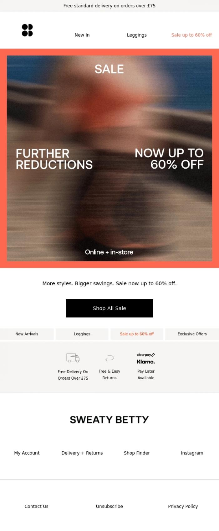Email Design Inspiration from Sweaty Betty, The forecast? Even bigger savings