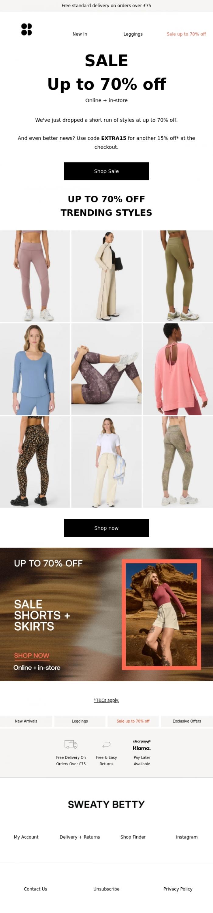 Email Design Inspiration from Sweaty Betty, These styles? All up to 70% off