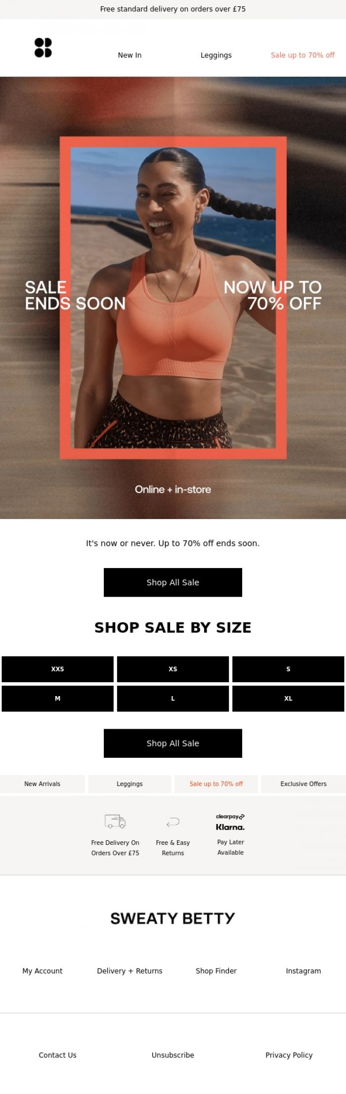 Email Design Inspiration from Sweaty Betty, Time's almost up 👀