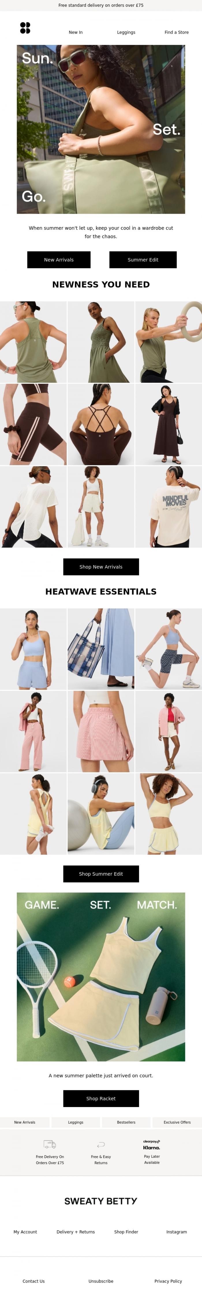 Email Design Inspiration from Sweaty Betty, Heatwave over? Think again.