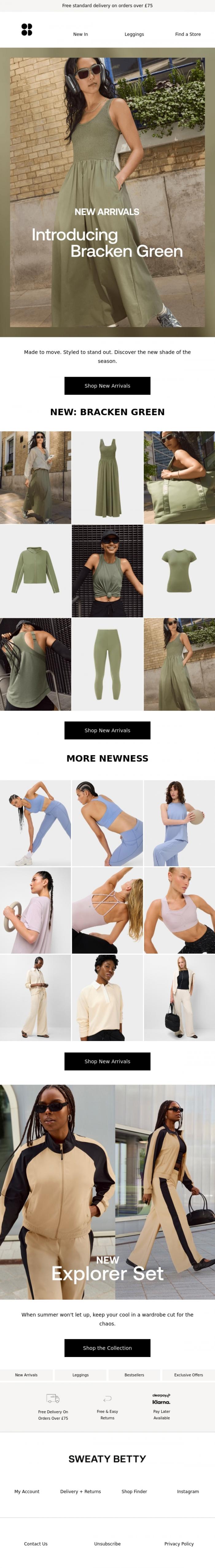 Email Design Inspiration from Sweaty Betty, Introducing Bracken Green