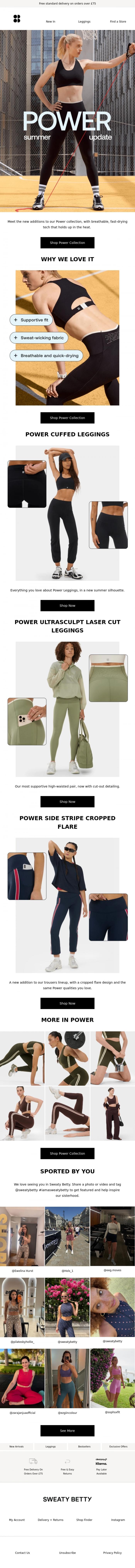 Email Design Inspiration from Sweaty Betty, New Power summer styles we swear by