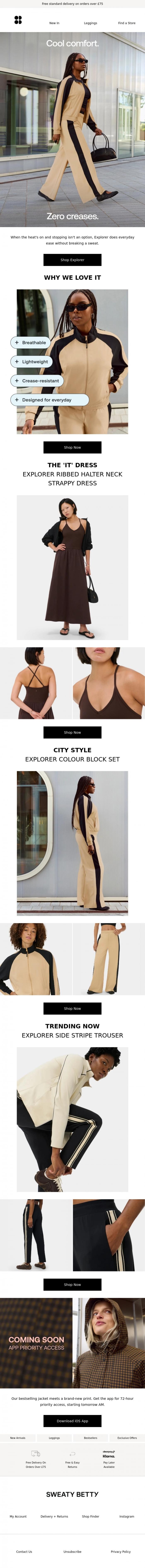 Email Design Inspiration from Sweaty Betty, Your summer Explorer guide