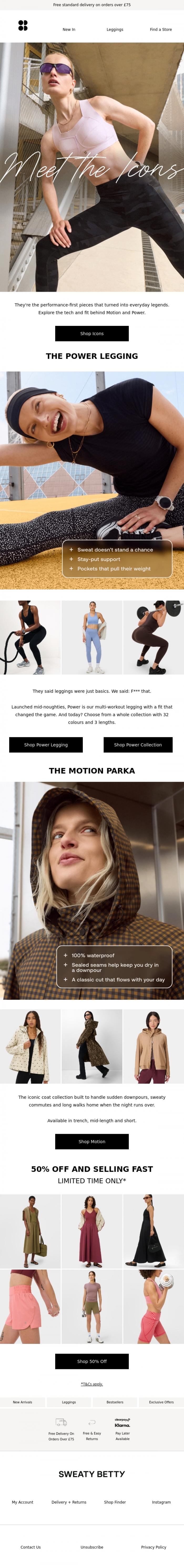 Email Design Inspiration from Sweaty Betty, Introducing our Icons