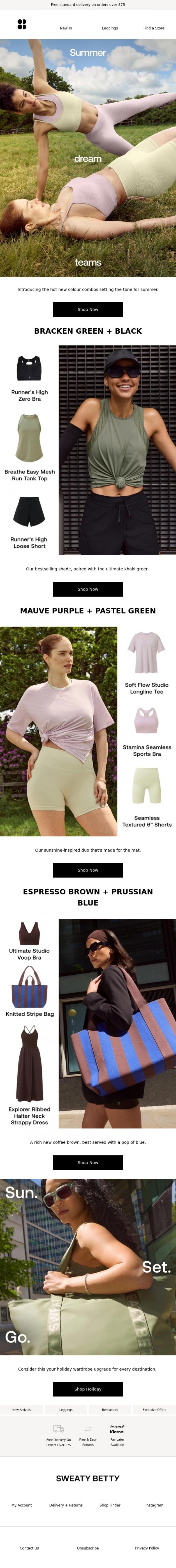 Email Design Inspiration from Sweaty Betty, Hot weather, hotter colour combos