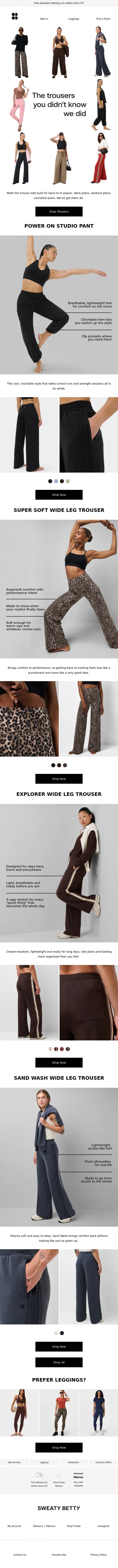 Email Design Inspiration from Sweaty Betty, The trousers you didn't know we did
