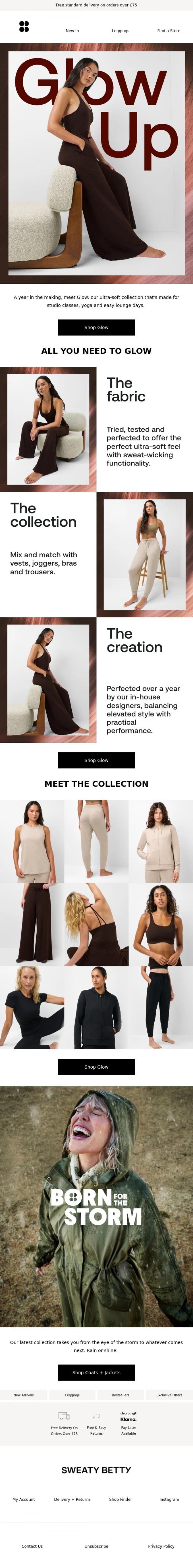 Email Design Inspiration from Sweaty Betty, First look: the new Glow studio collection