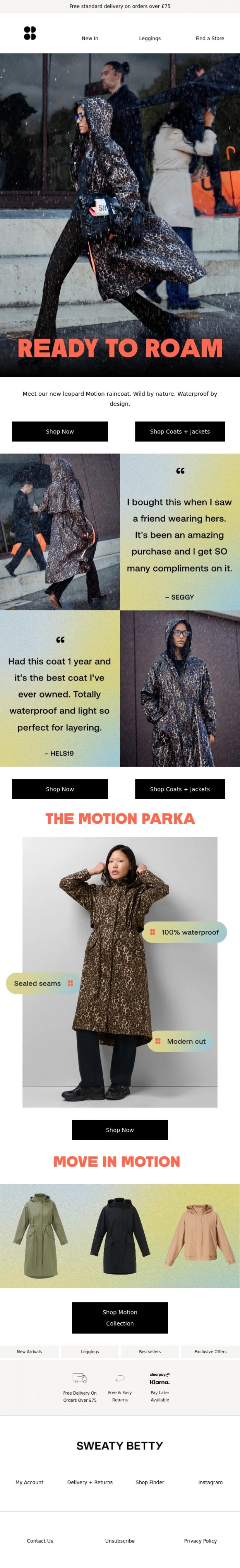 Email Design Inspiration from Sweaty Betty, This year's leopard icon