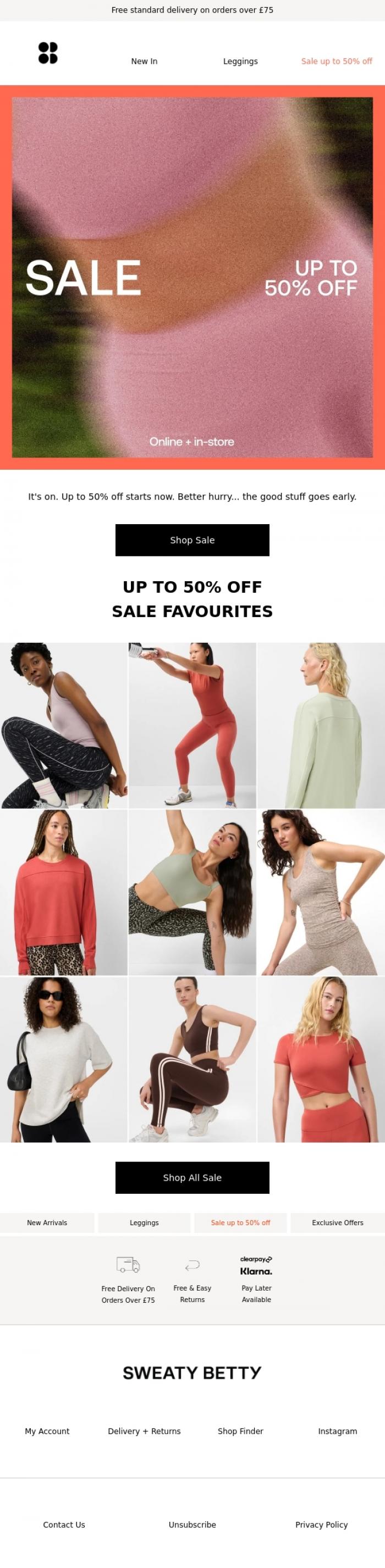 Email Design Inspiration from Sweaty Betty, SALE is live (and going fast)