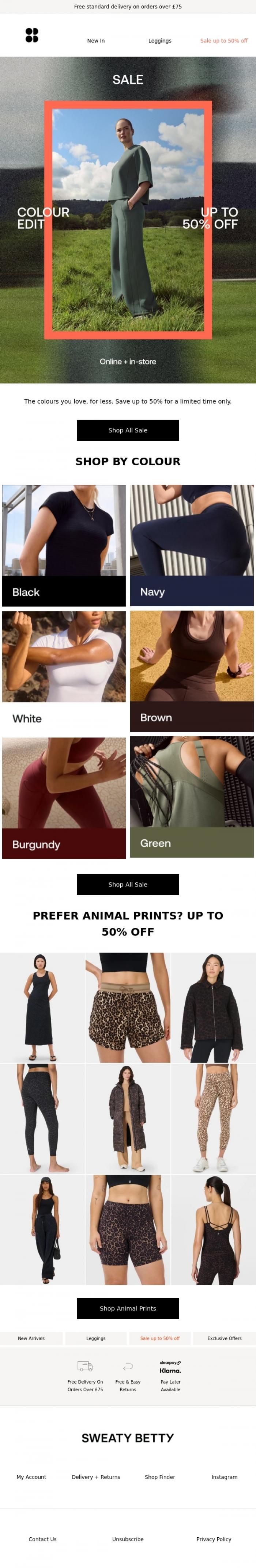 Email Design Inspiration from Sweaty Betty, NEW TO SALE | The Colour Edit
