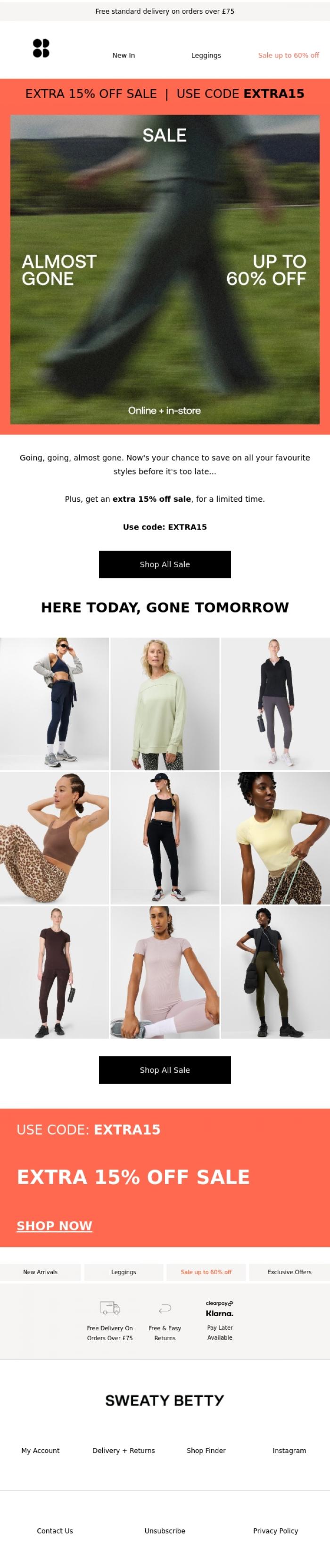 Email Design Inspiration from Sweaty Betty, These are (almost) sold out 👀