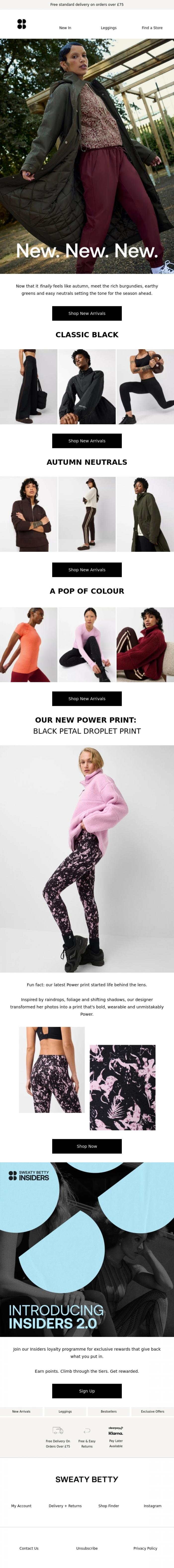 Email Design Inspiration from Sweaty Betty, Introducing autumn's new colour palette
