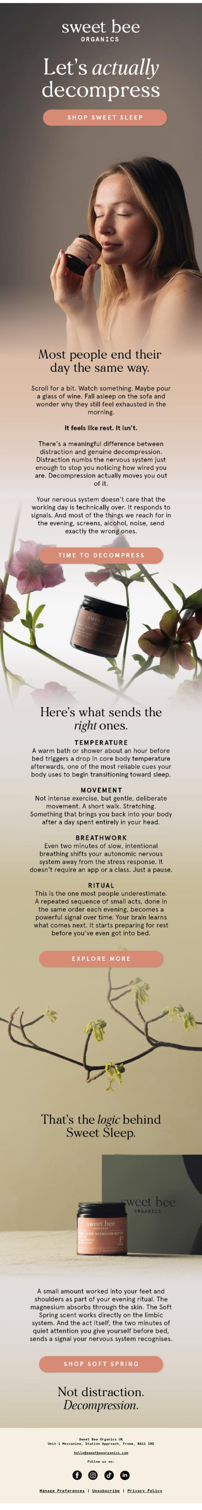 Sweet Bee Organics Email Design Inspiration