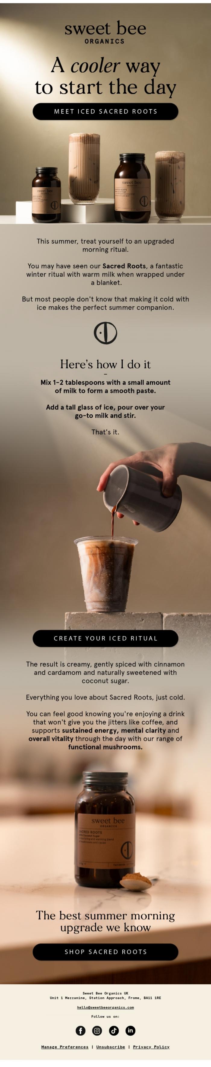 Email Design Inspiration from Sweet Bee Organics, Your summer morning just got an upgrade