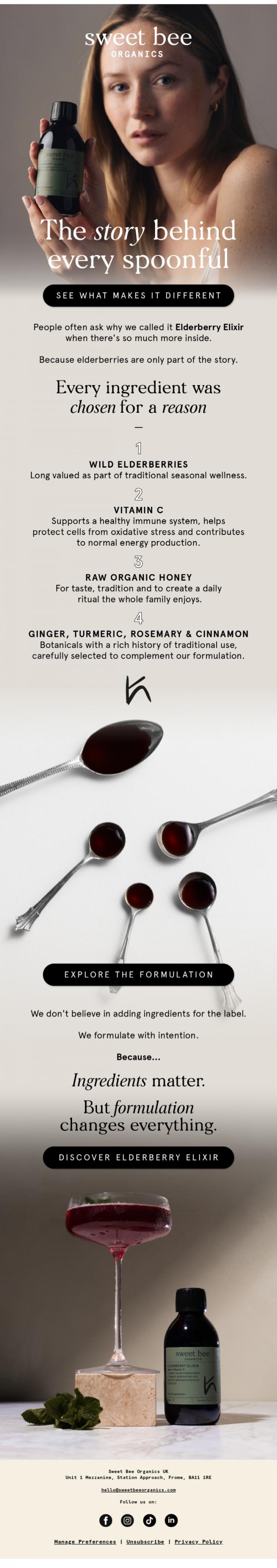 Email Design Inspiration from Sweet Bee Organics, There's a reason we didn't stop at elderberries.