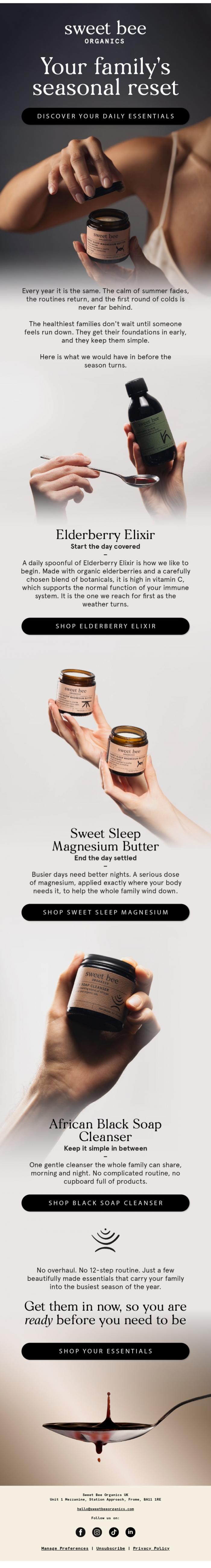 Email Design Inspiration from Sweet Bee Organics, Get ahead of the season