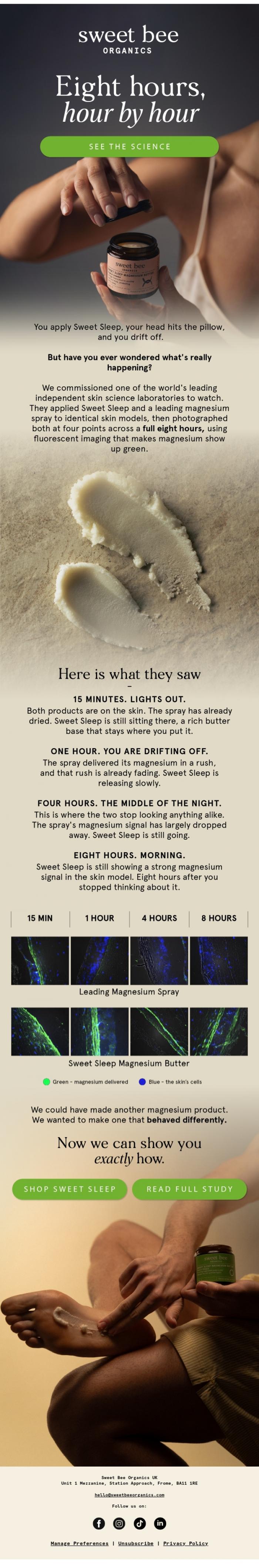 Email Design Inspiration from Sweet Bee Organics, What happens whilst you sleep...