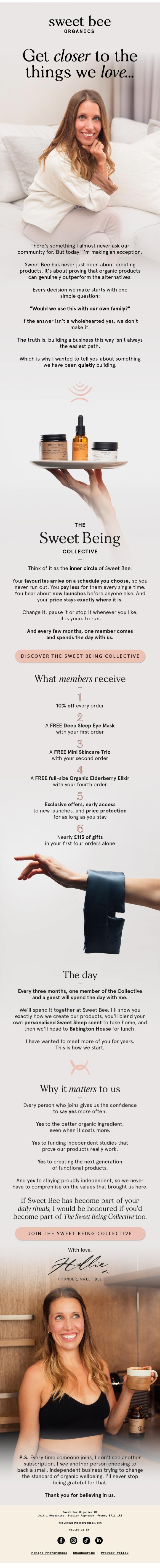 Email Design Inspiration from Sweet Bee Organics, Can I ask you a small favour? 💛