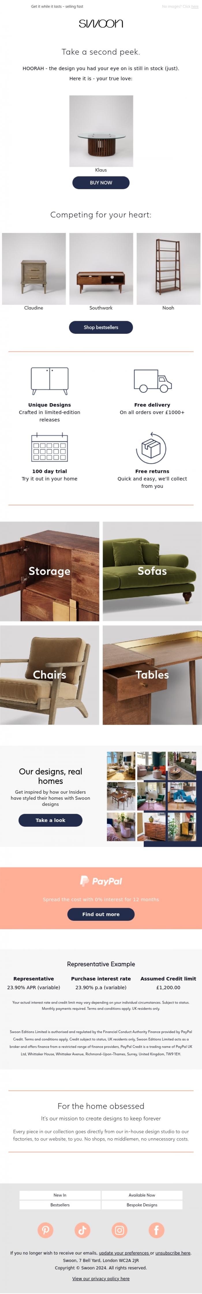 Email Design Inspiration from Swoon, That thing you saw...