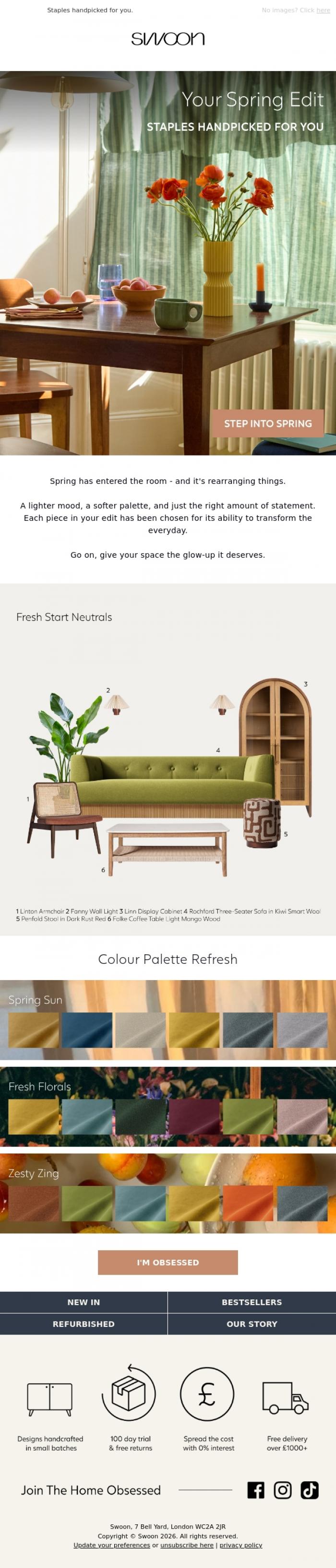 Email Design Inspiration from Swoon, Your Spring Edit