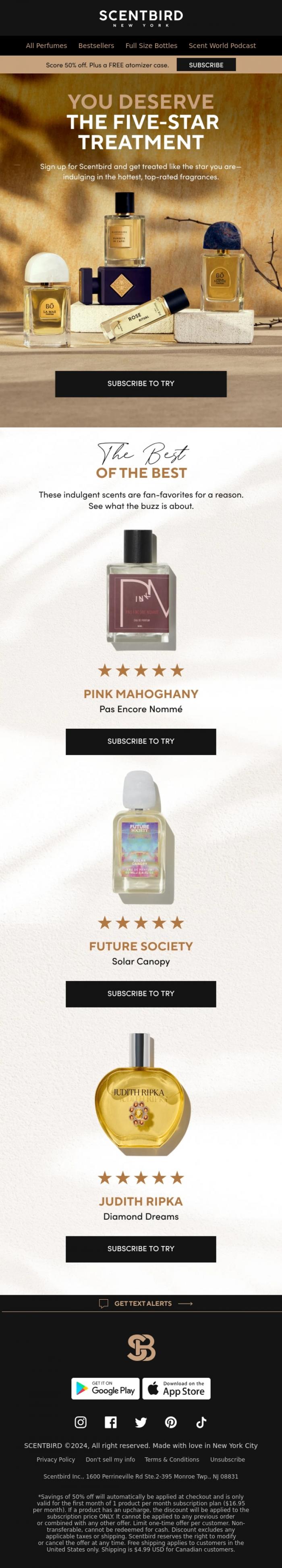 Email Design Inspiration from Taylor at Scentbird, Five Star-Rated Scents Delivered for FREE