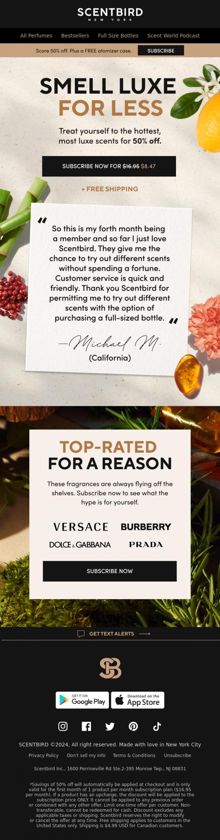 Email Design Inspiration from Taylor at Scentbird, Our Customers Love To Date Us! See Why You Will Too.
